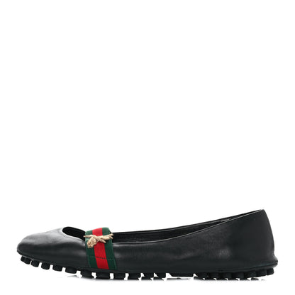 Gucci Calfskin Bayadere Bee Ballerina Flats 39.5 Black 1 of 9