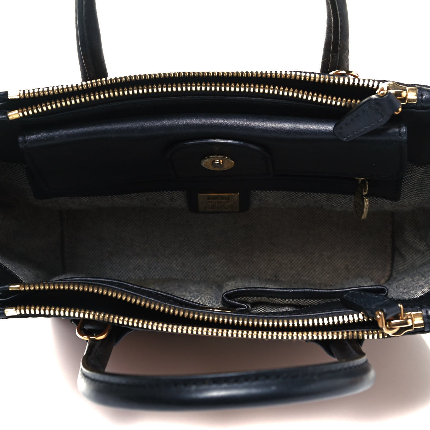 Visetos Small Kathy Double Zip Tote Cognac Black