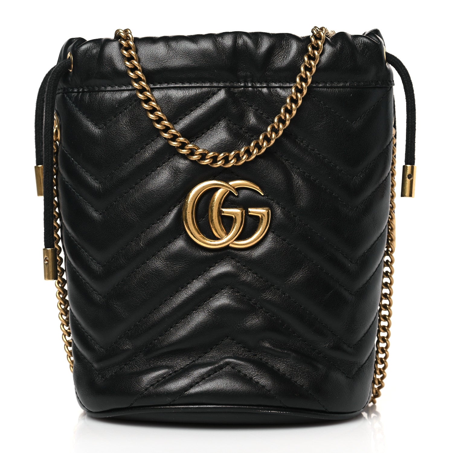 Gucci Calfskin Matelasse Mini GG Marmont 2.0 Bucket Bag Black 1 of 8