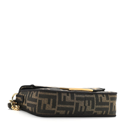 Fendi Fabric Jacquard FF 1974 Mini Baguette Tobacco Moro Black 4 of 10