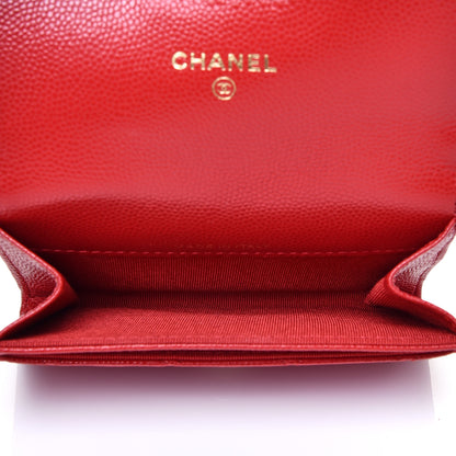 Chanel Caviar Quilted Flap Card Holder Wallet Red 5 of 11