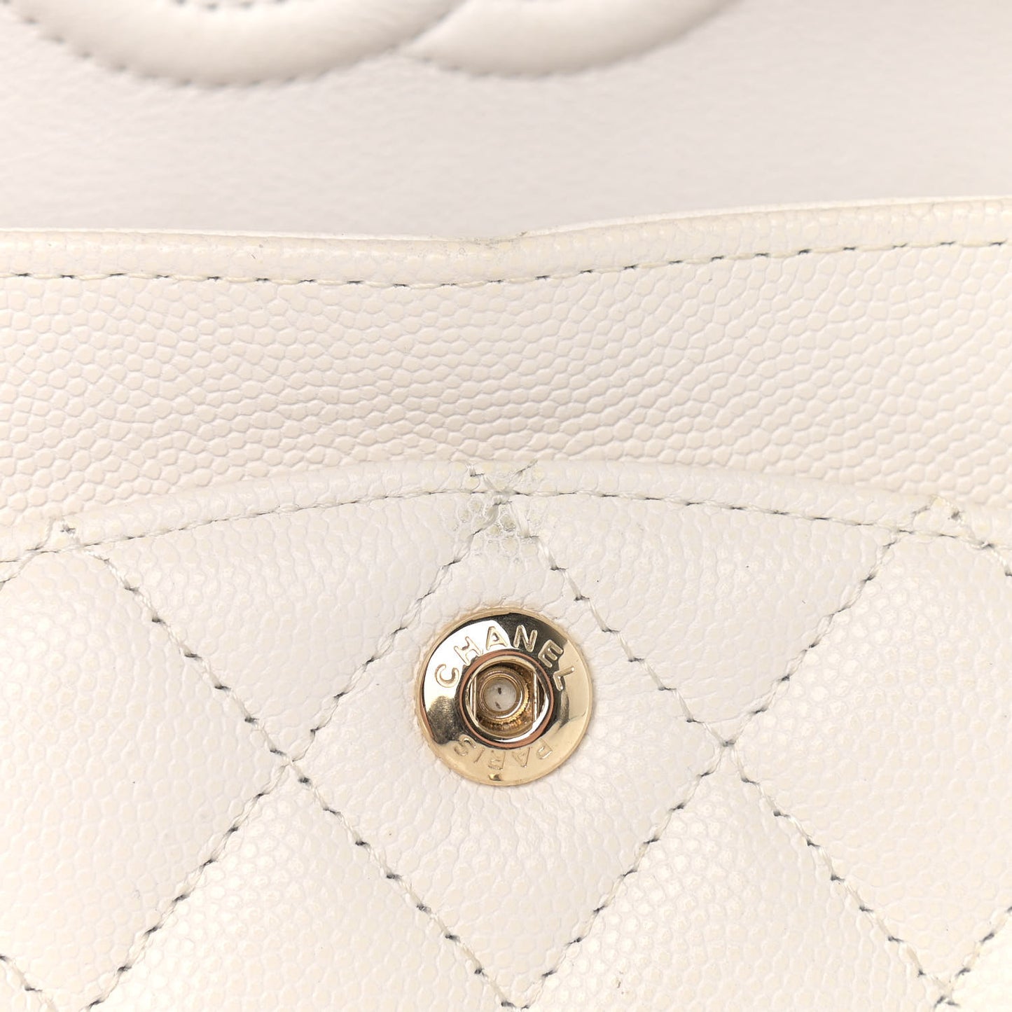 Caviar Quilted Small Double Flap White