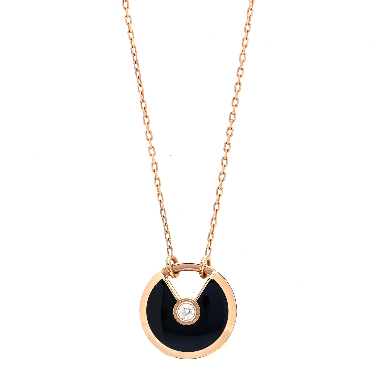 18K Pink Gold Diamond Black Onyx SM Amulette de Cartier Pendant Necklace