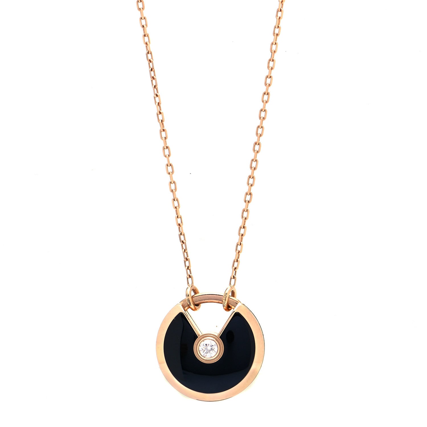 Cartier 18K Pink Gold Diamond Black Onyx SM Amulette de Cartier Pendant Necklace 1 of 4