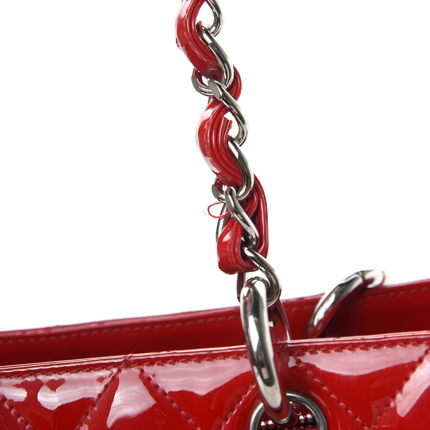 Patent Quilted Grand Shopping Tote GST Red