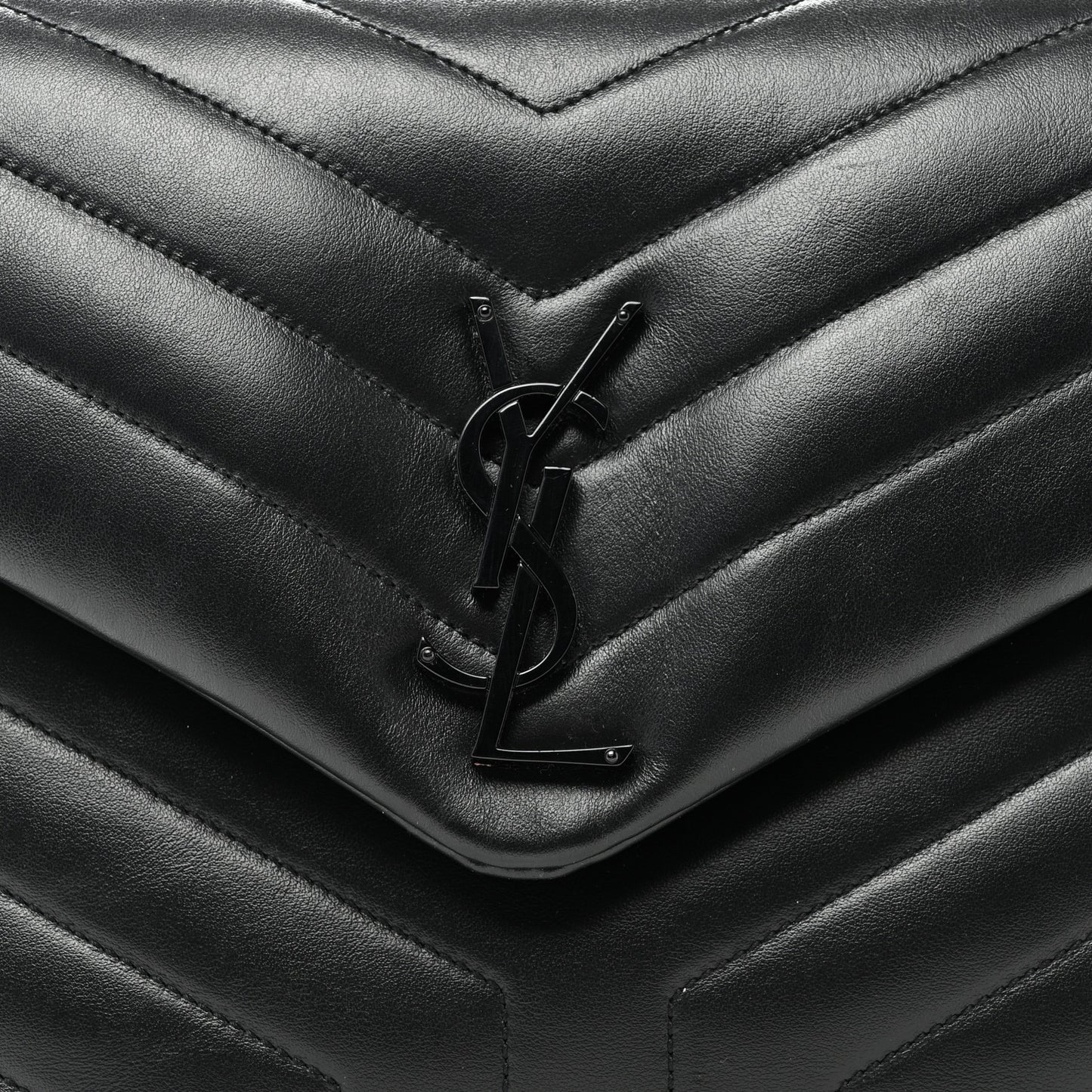 Calfskin Y Quilted Monogram Monochrome Medium Loulou Chain Satchel Black