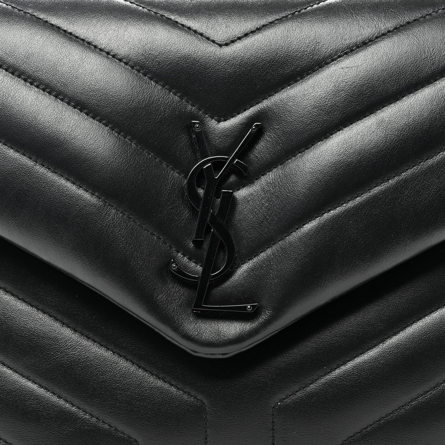 Saint Laurent Calfskin Y Quilted Monogram Monochrome Medium Loulou Chain Satchel Black 9 of 12