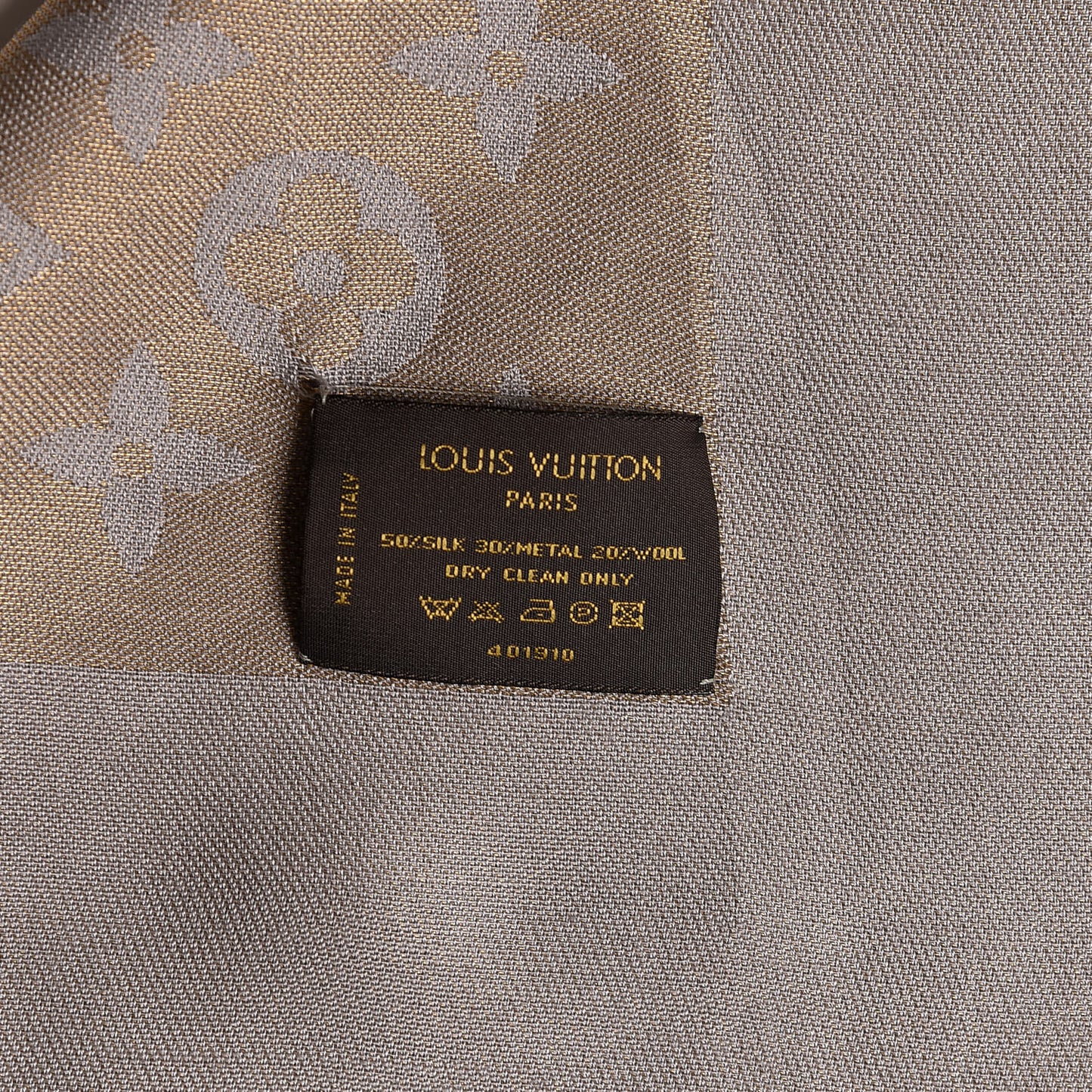 Silk Lurex Wool Monogram Shine Shawl Charcoal Greige
