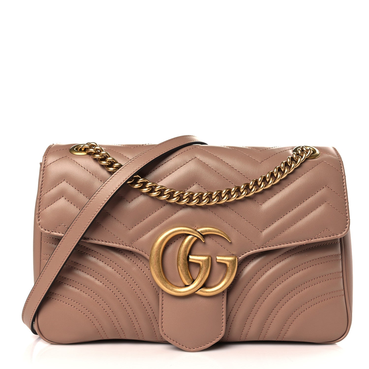 Gucci Calfskin Matelasse Medium GG Marmont Shoulder Bag Porcelain Rose 1 of 9