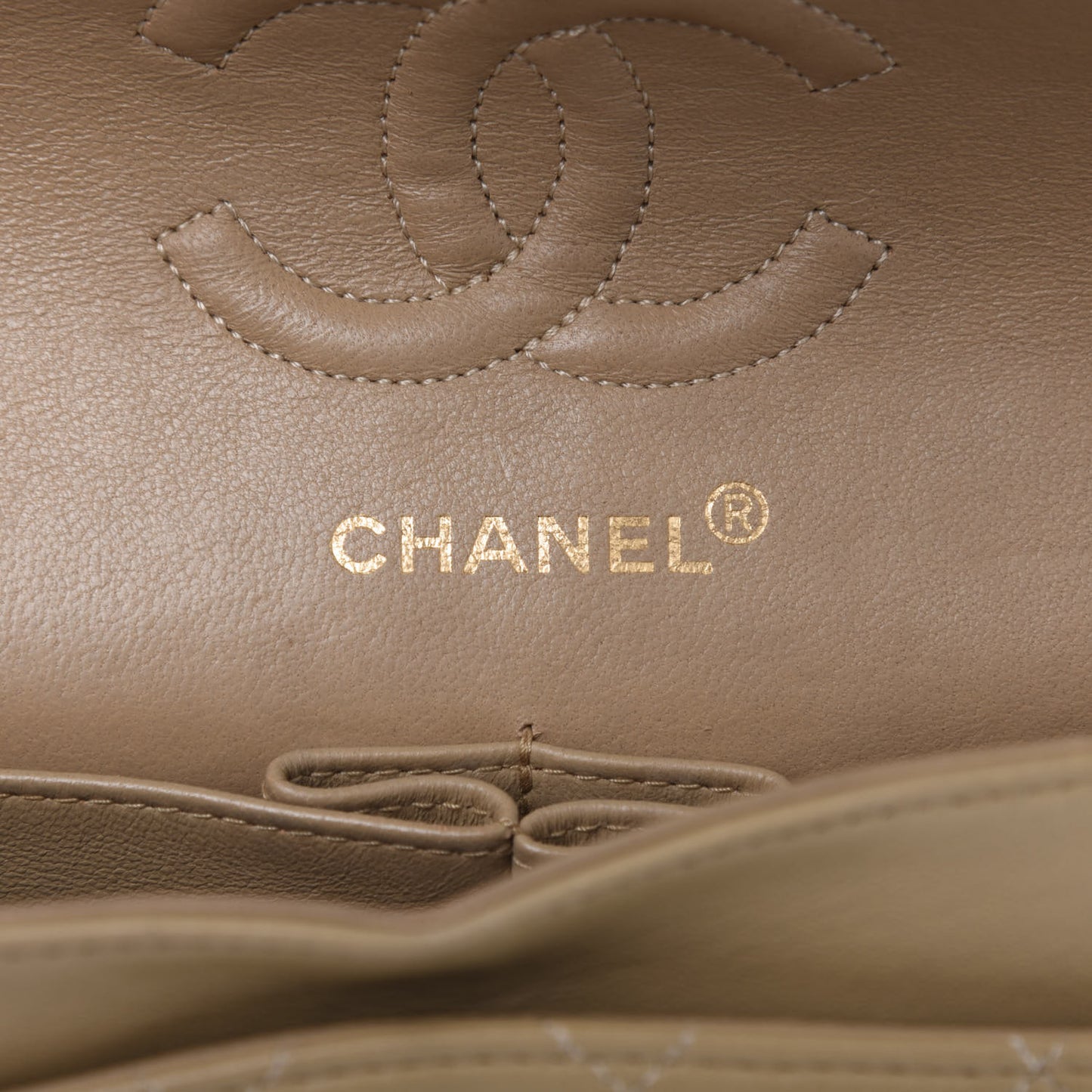 Lambskin Quilted Small Double Flap Beige