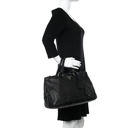 Prada Vitello Daino Tote Black 2 of 9