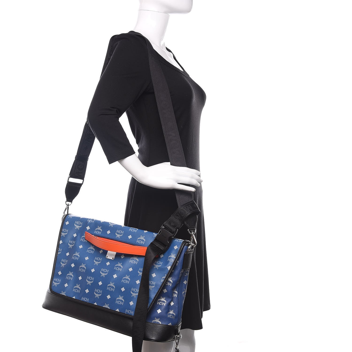 MCM Visetos Large Messenger Bag Estate Blue 2 of 9