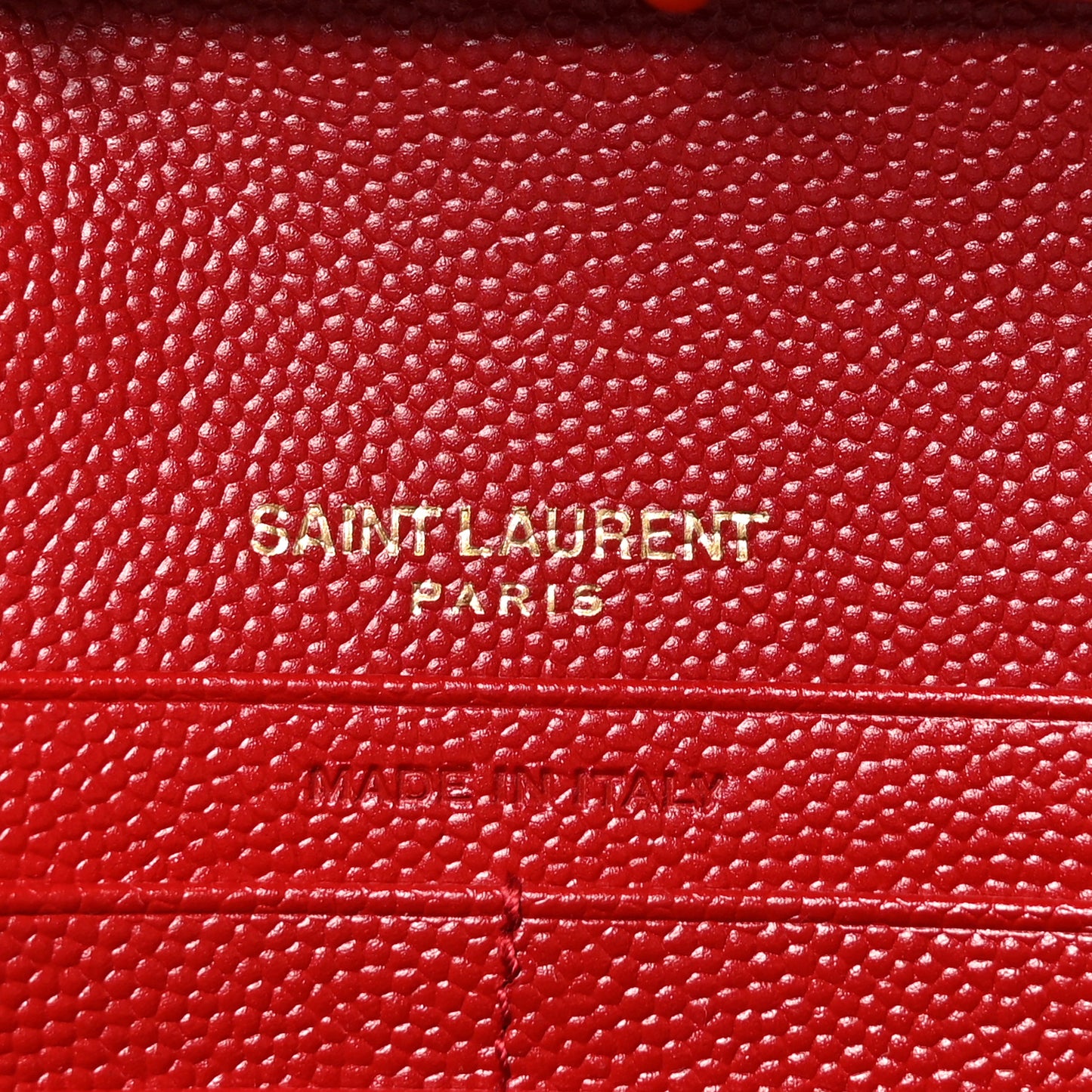 Grain De Poudre Matelasse Chevron Monogram Chain Wallet Rouge Eros
