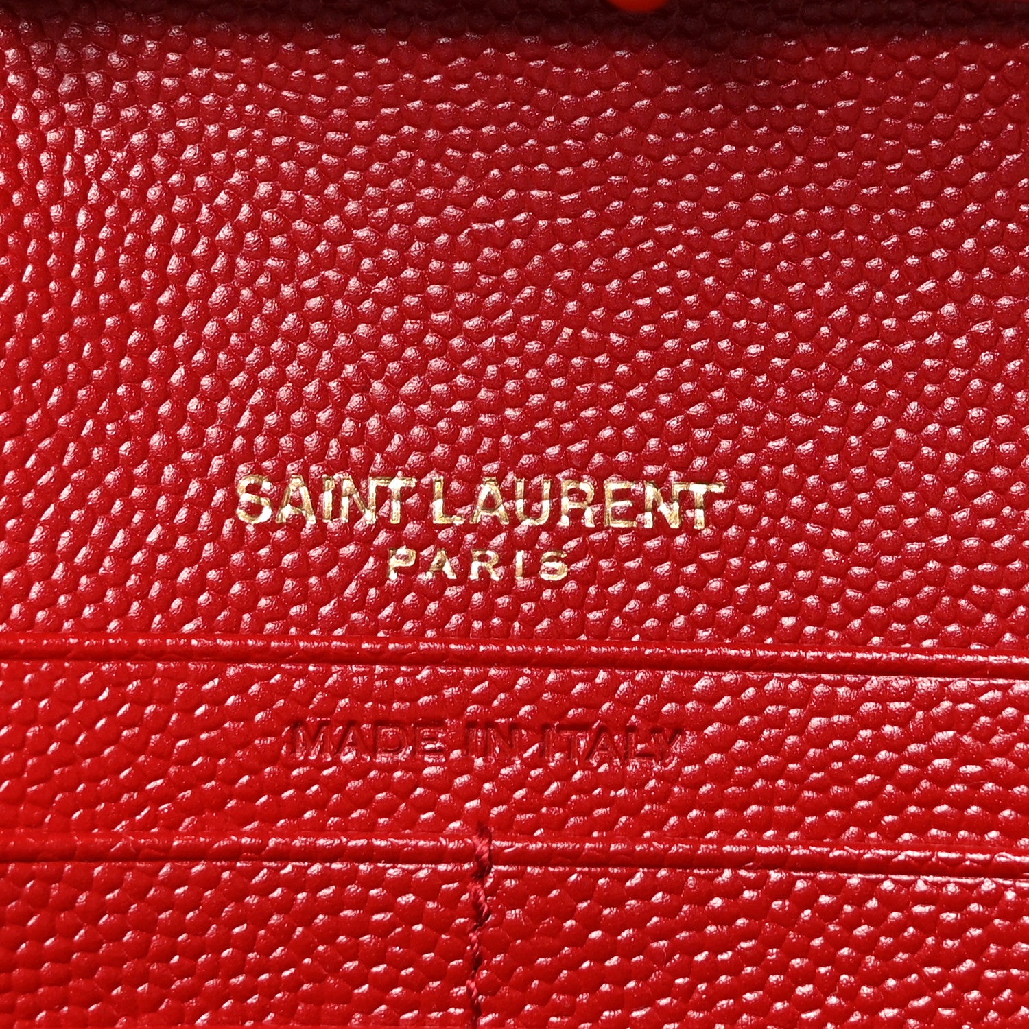 Saint Laurent Grain De Poudre Matelasse Chevron Monogram Chain Wallet Rouge Eros 6 of 9
