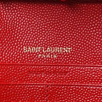 Saint Laurent Grain De Poudre Matelasse Chevron Monogram Chain Wallet Rouge Eros 6 of 9