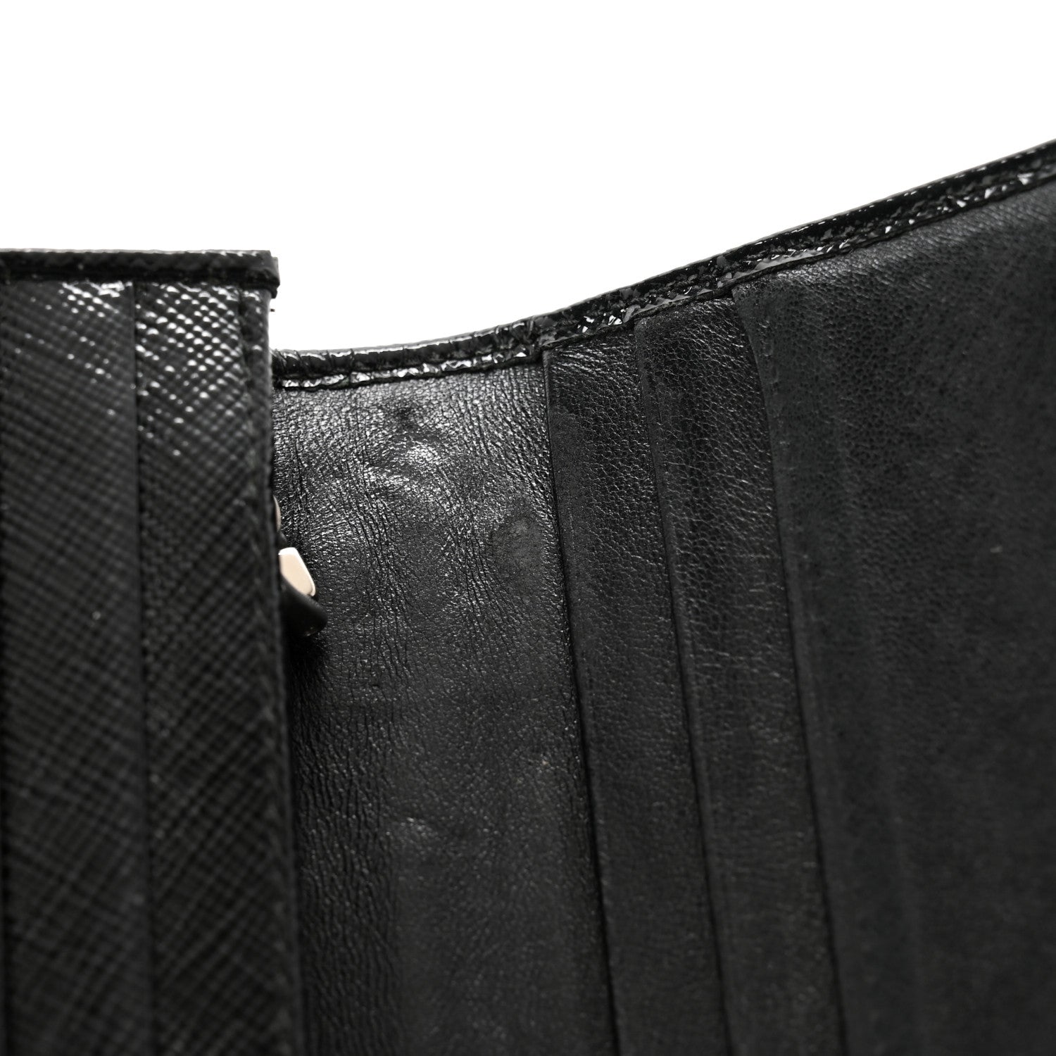 Prada Saffiano Vernice Crystal Studded Flap Wallet Black 12 of 14