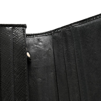Prada Saffiano Vernice Crystal Studded Flap Wallet Black 12 of 14