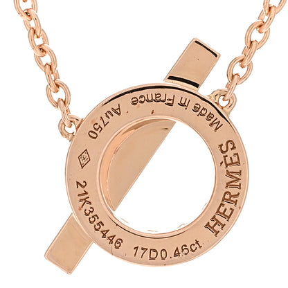 Hermes 18K Rose Gold Diamond Finesse Pendant Necklace 4 of 5