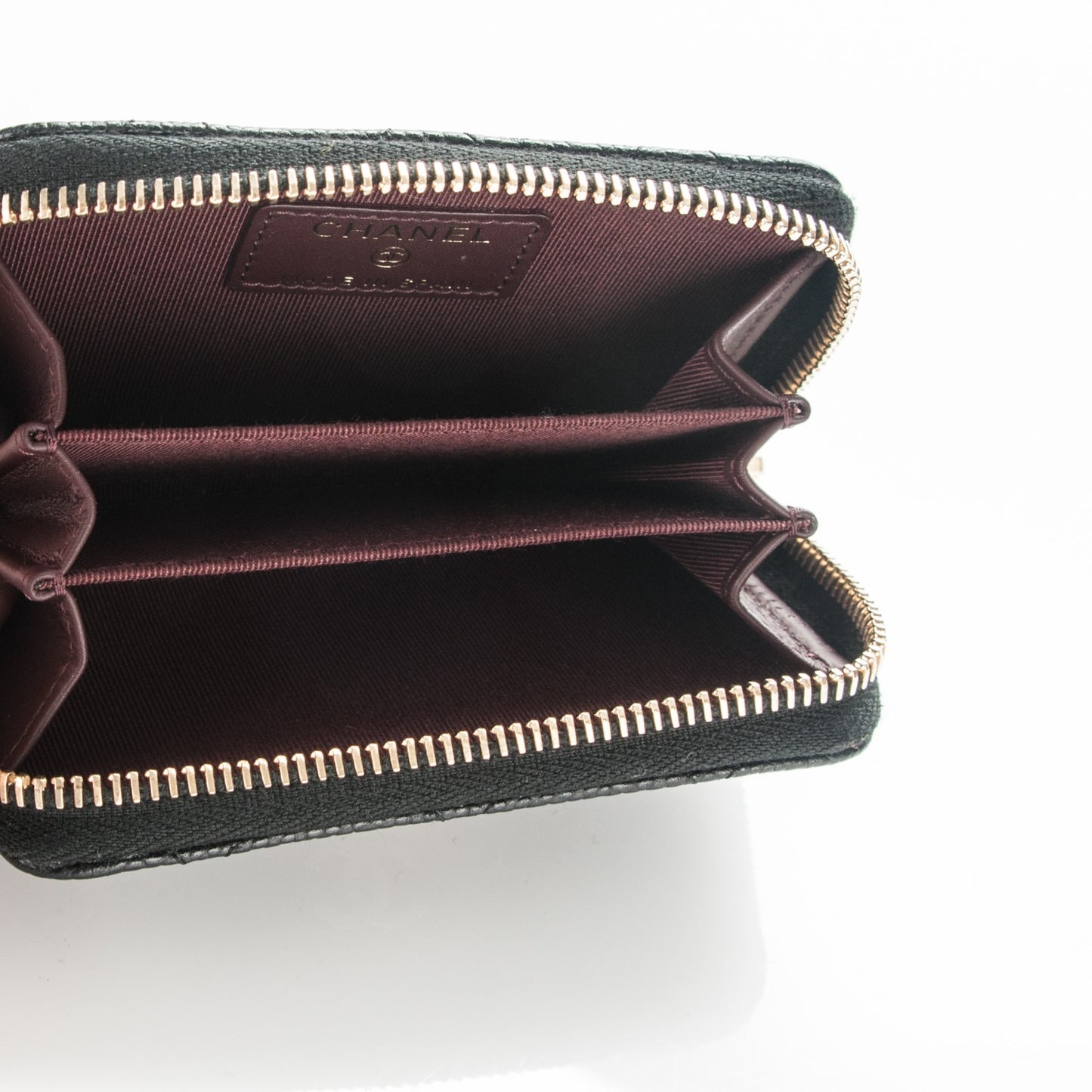 Caviar Quilted Zip Coin Purse Black