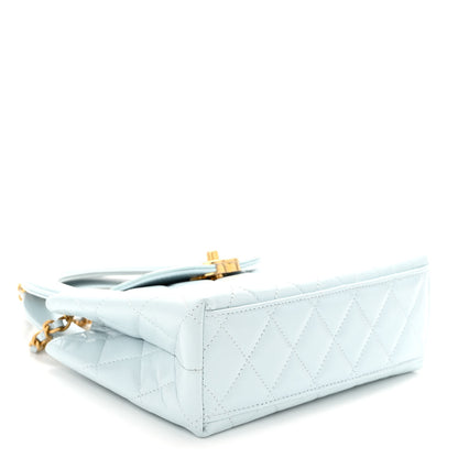 Chanel Shiny Aged Calfskin Quilted Nano Kelly Shopper Light Blue 4 of 10