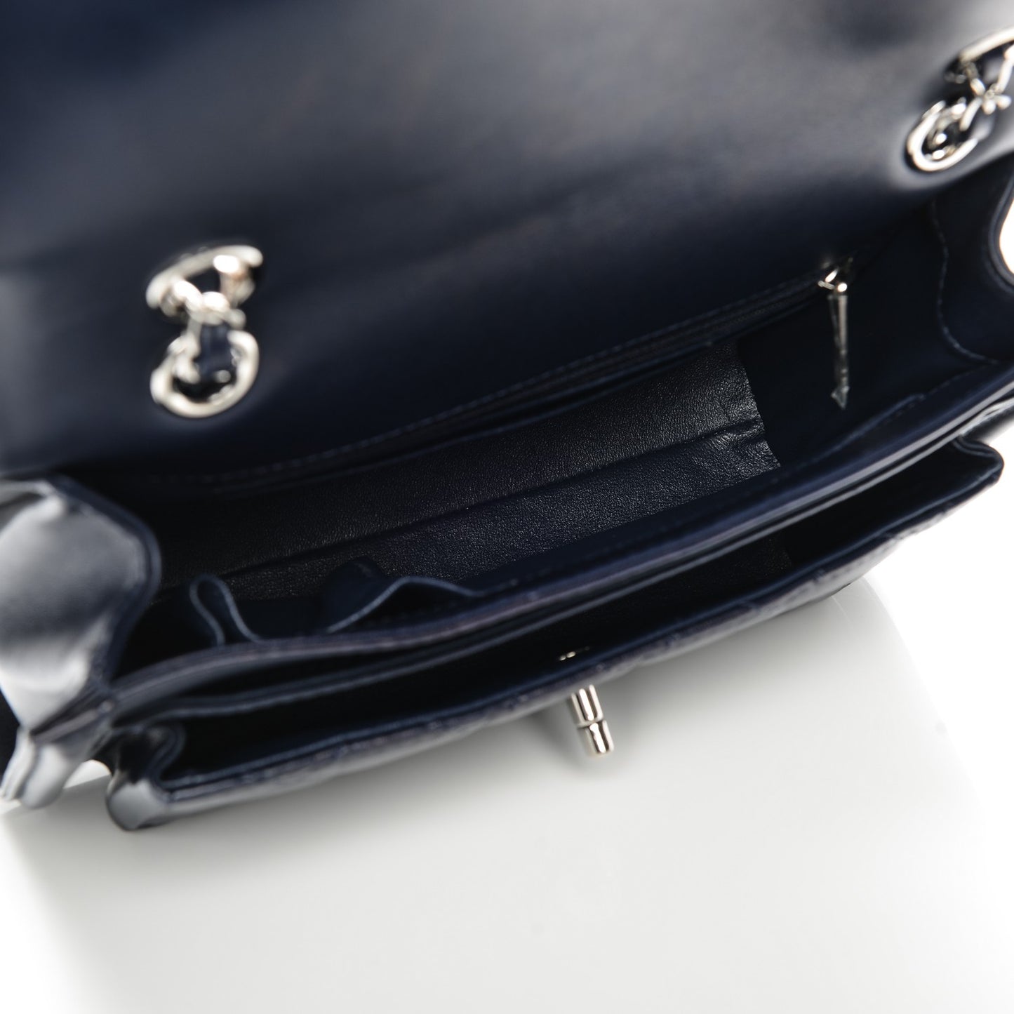 Lambskin Quilted Small Geometric Flap Navy