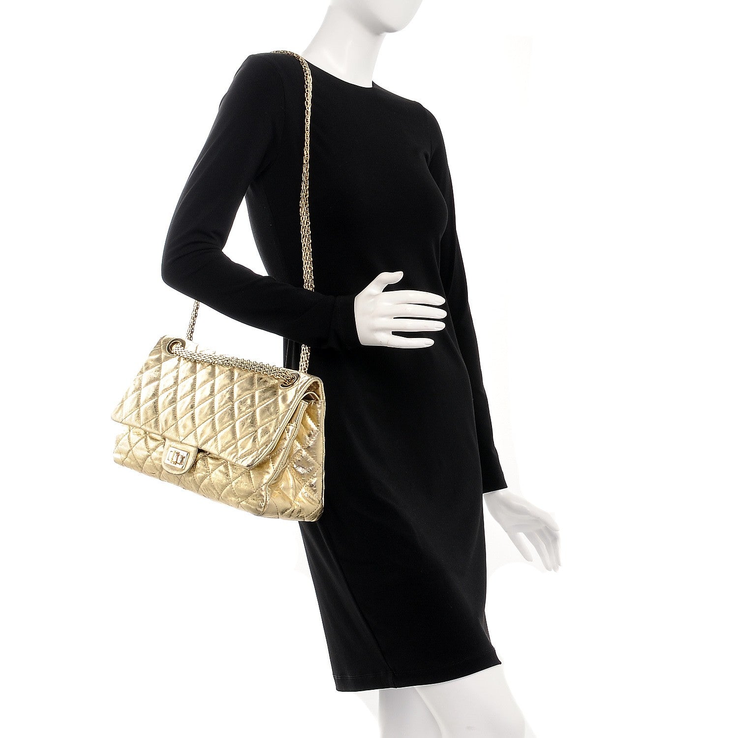 Chanel Metallic Aged Calfskin Quilted 2.55 Reissue 228 Flap Light Gold 2 of 19
