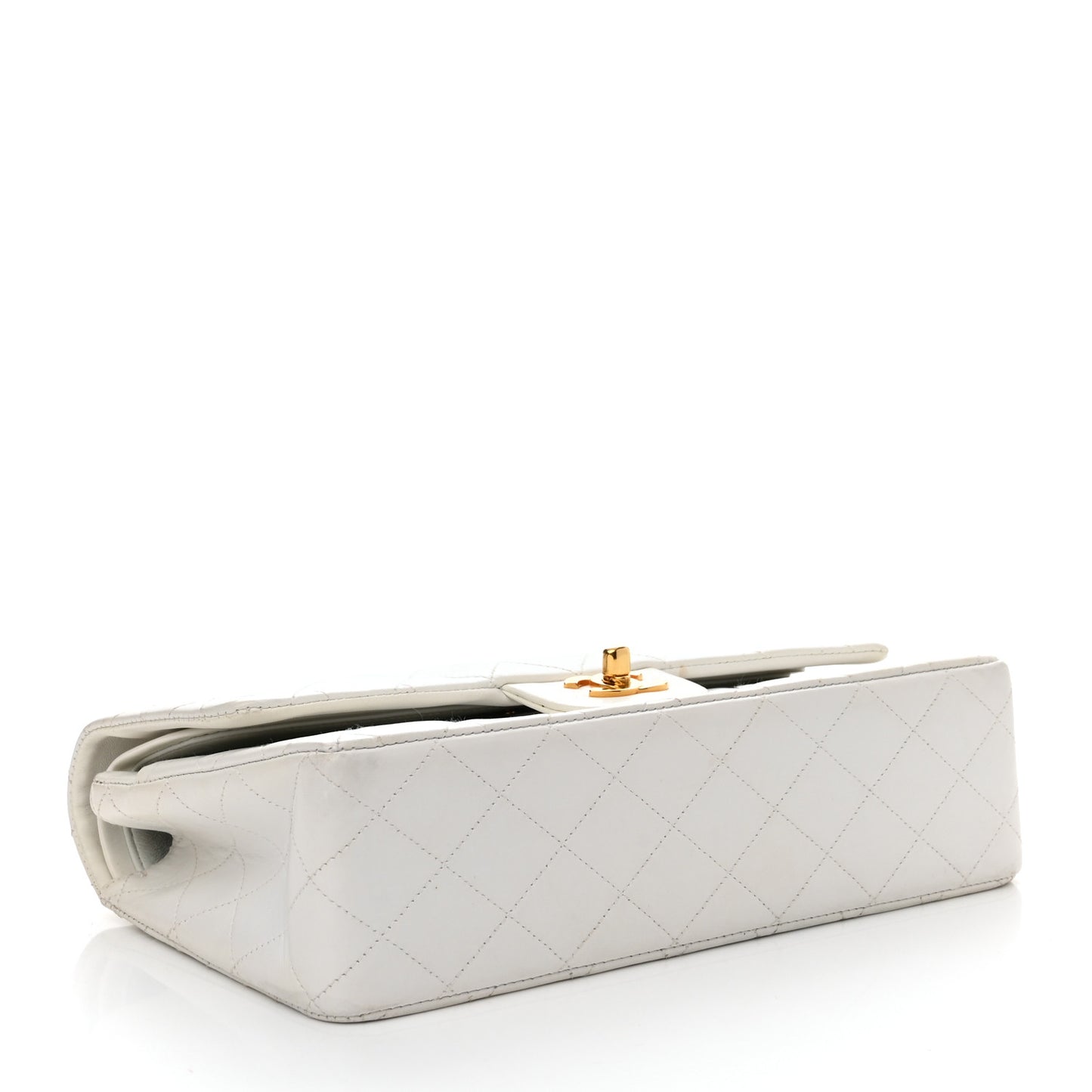 Lambskin Quilted Medium Double Flap White