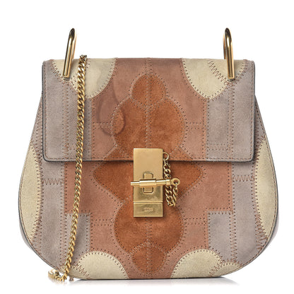 Chloe Suede Calfskin Patchwork Drew Shoulder Bag Motty Grey 1 of 14