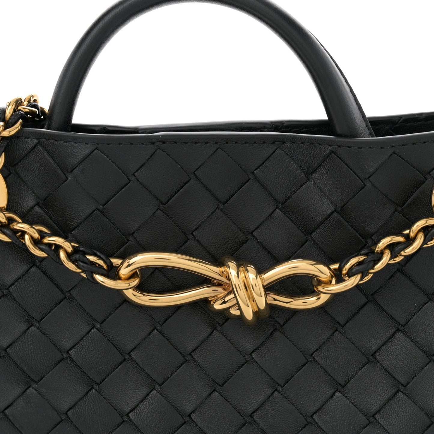 Nappa Intrecciato Small Andiamo With Chain Shoulder Bag Black