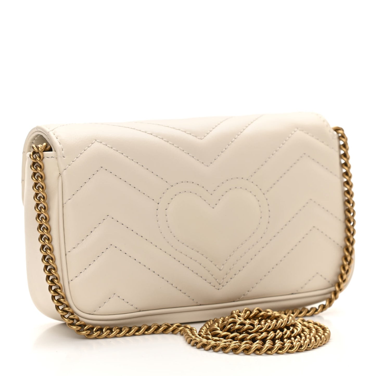 Calfskin Matelasse Super Mini GG Marmont Shoulder Bag White