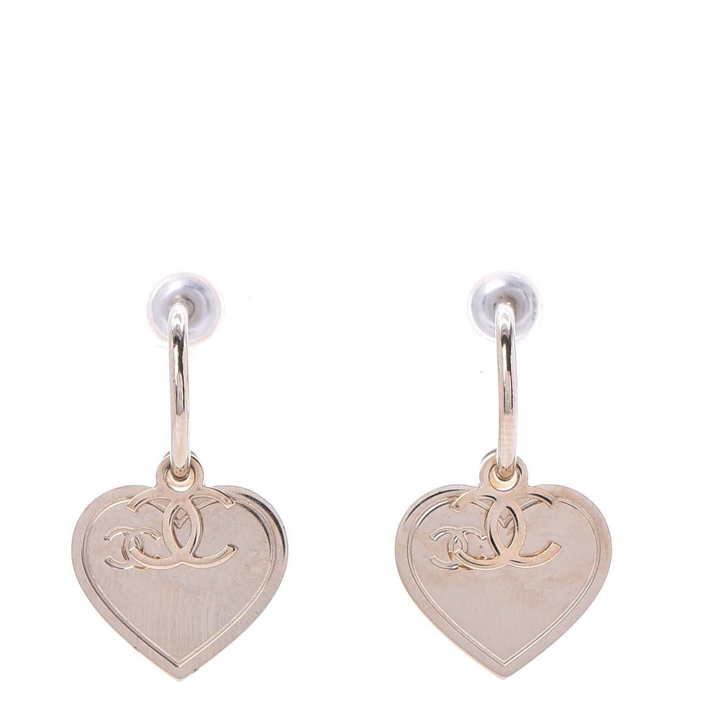Heart CC Dangle Earrings Gold