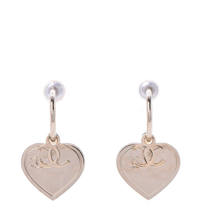 Chanel Heart CC Dangle Earrings Gold 1 of 4