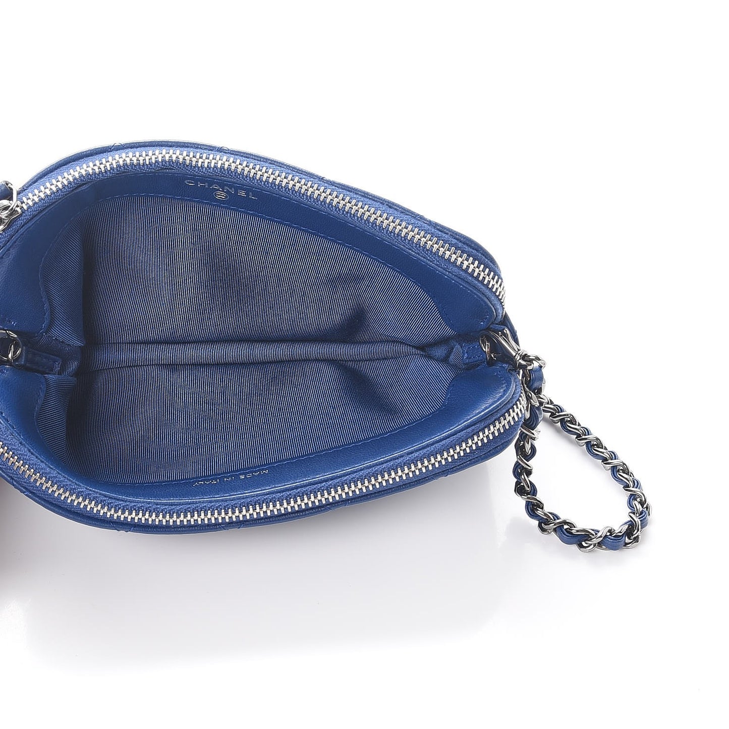 Lambskin Quilted Small Clutch With Chain Blue