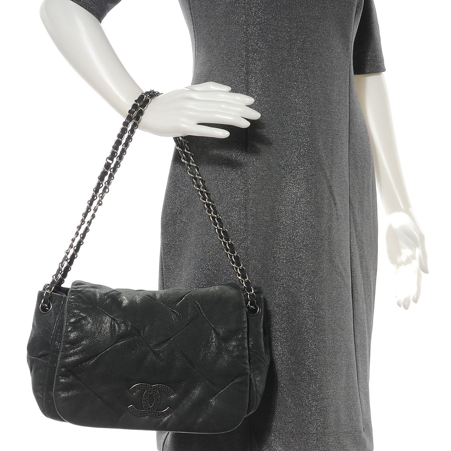 Chanel Iridescent Calfskin Glint Accordion Flap Black 2 of 7