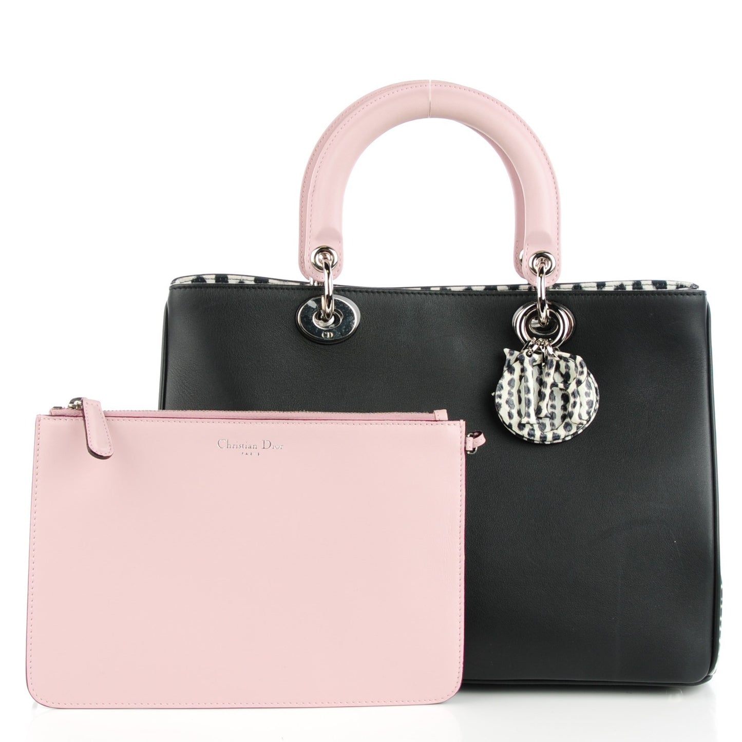 Calfskin Medium Spotted Diorissimo Bag Pink Black