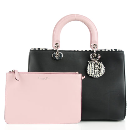 Christian Dior Calfskin Medium Spotted Diorissimo Bag Pink Black 3 of 8