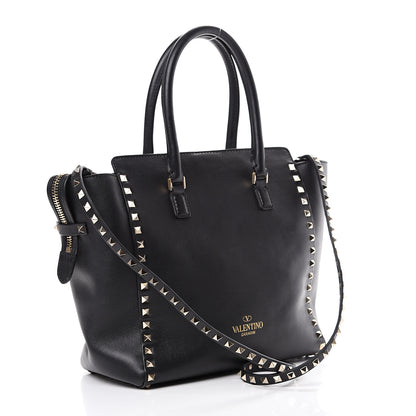 Valentino Garavani Vitello Rockstud Double Handle Tote Black 2 of 11