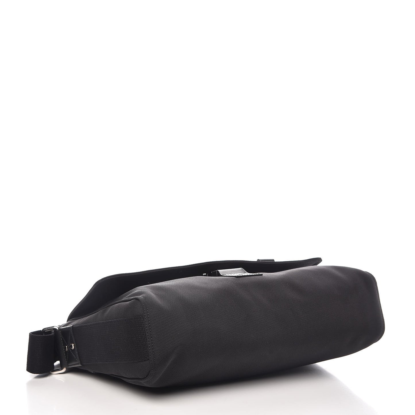Canvas Web Medium Single Buckle Flap Messenger Bag Black
