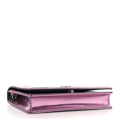 Christian Dior Metallic Patent Micro-Cannage Diorama Wallet on Chain Pouch Pink 4 of 10