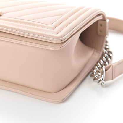 Chanel Calfskin Chevron Quilted Medium Boy Flap Beige 9 of 9