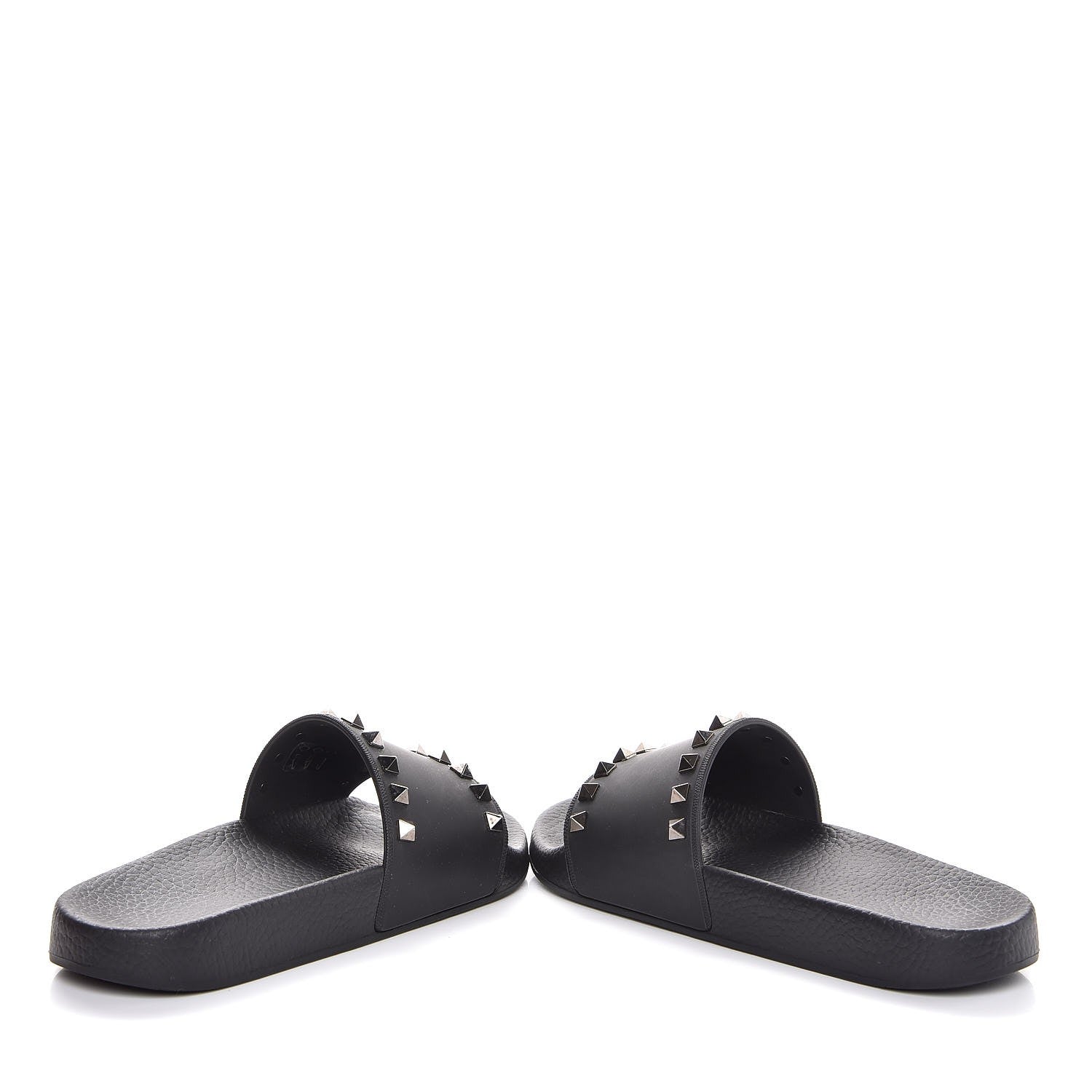 Valentino Garavani Rubber Rockstud Slide Sandals 37 Black 6 of 10