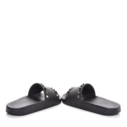 Valentino Garavani Rubber Rockstud Slide Sandals 37 Black 6 of 10