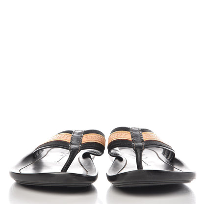 Louis Vuitton Mens Rubber Canvas Vachetta Thong Sandals 6 Black 2 of 10
