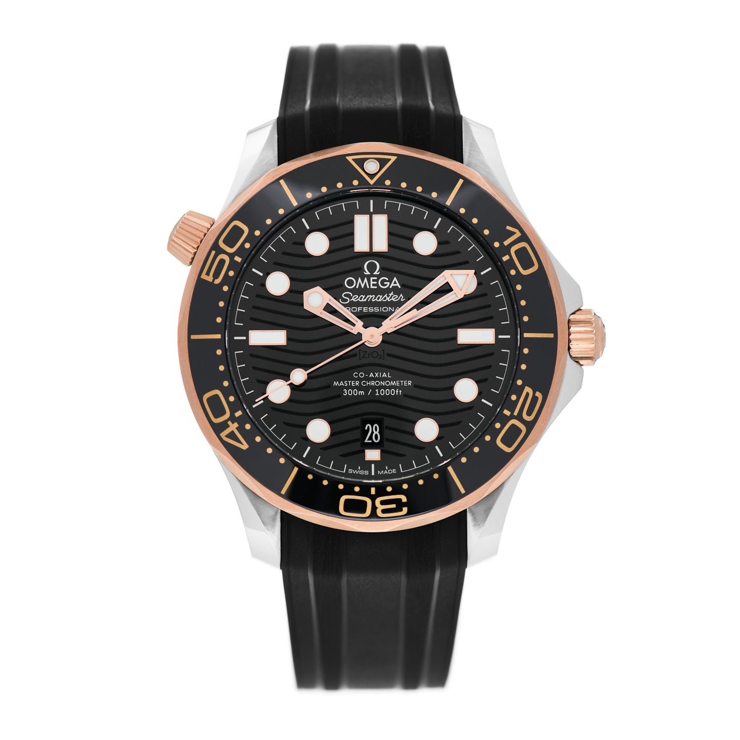 Stainless Steel 18K Sedna Gold Rubber 42mm Seamaster Diver 300M Co-Axial Master Chronometer Automatic Watch Black 210.22.42.20.01.002
