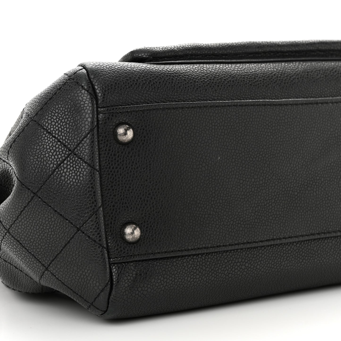Caviar Quilted CC Accordion Shopping Bag Black