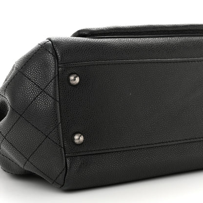 Chanel Caviar Quilted CC Accordion Shopping Bag Black 9 of 11