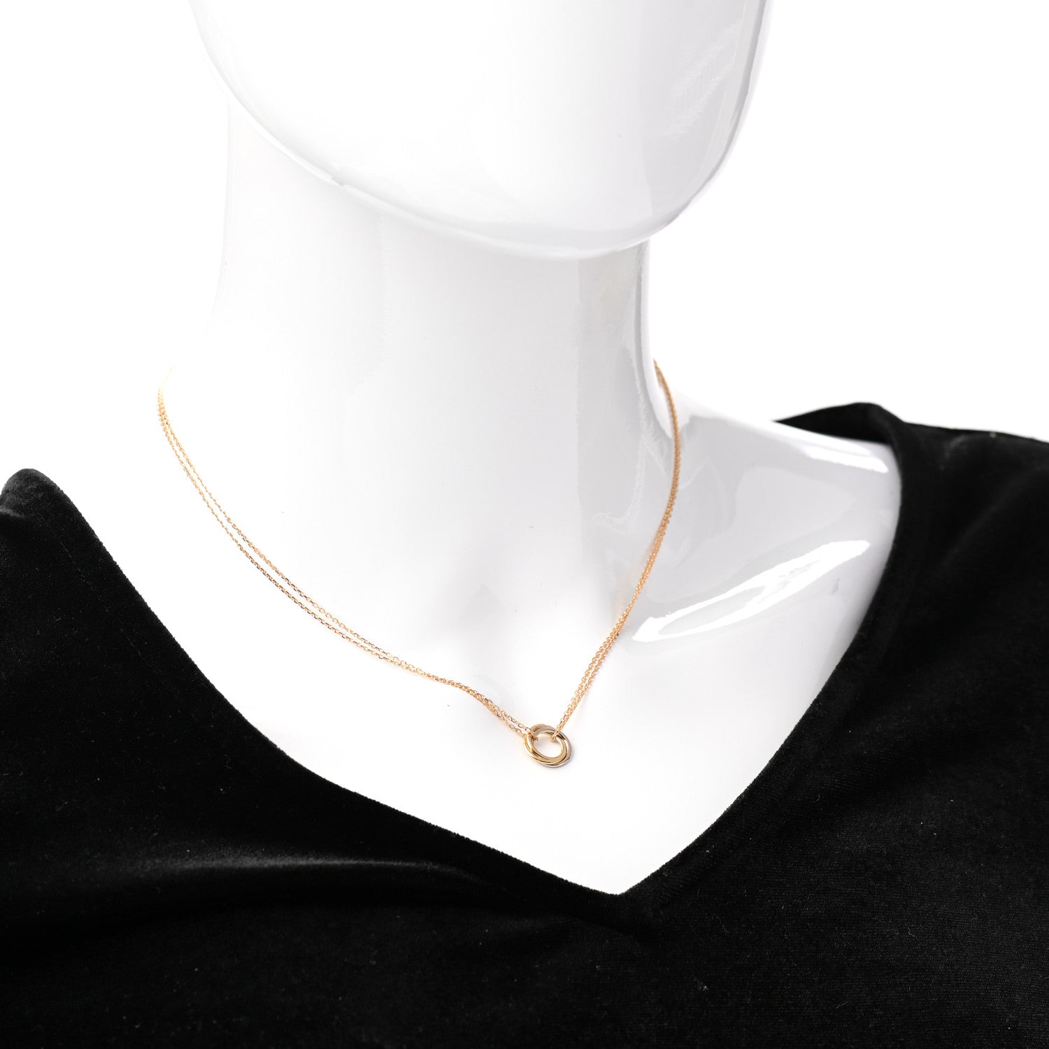 Cartier 18K Pink Yellow White Gold Trinity Double Chain Pendant Necklace 2 of 5