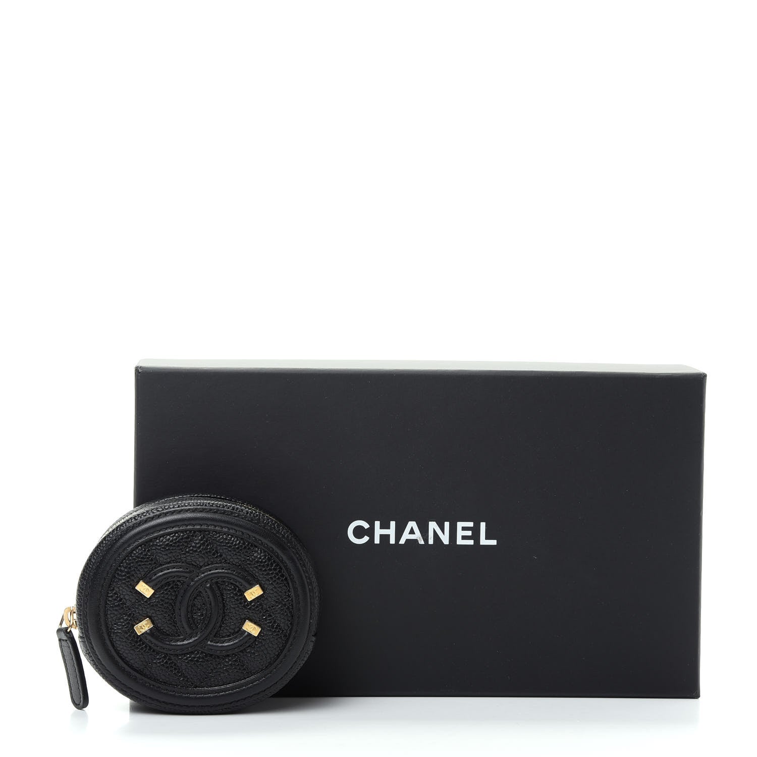 Chanel Caviar Quilted Filigree Zip Around Classic Coin Purse Black 8 of 8