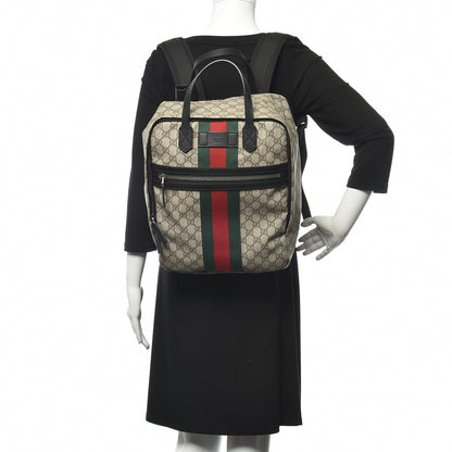 Gucci Soft GG Supreme Monogram Appia Calfskin Web Tote Backpack Beige Ebony Black 2 of 9