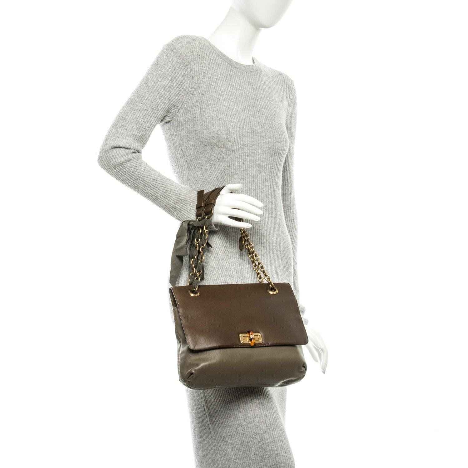 Lanvin Natural Calfskin Medium Happy Brown Olive 2 of 6